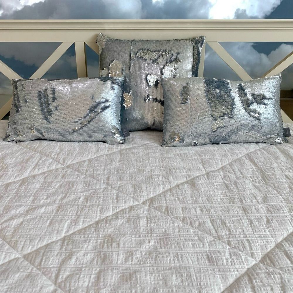 Aviva Stanoff Silver Sequin Pillows